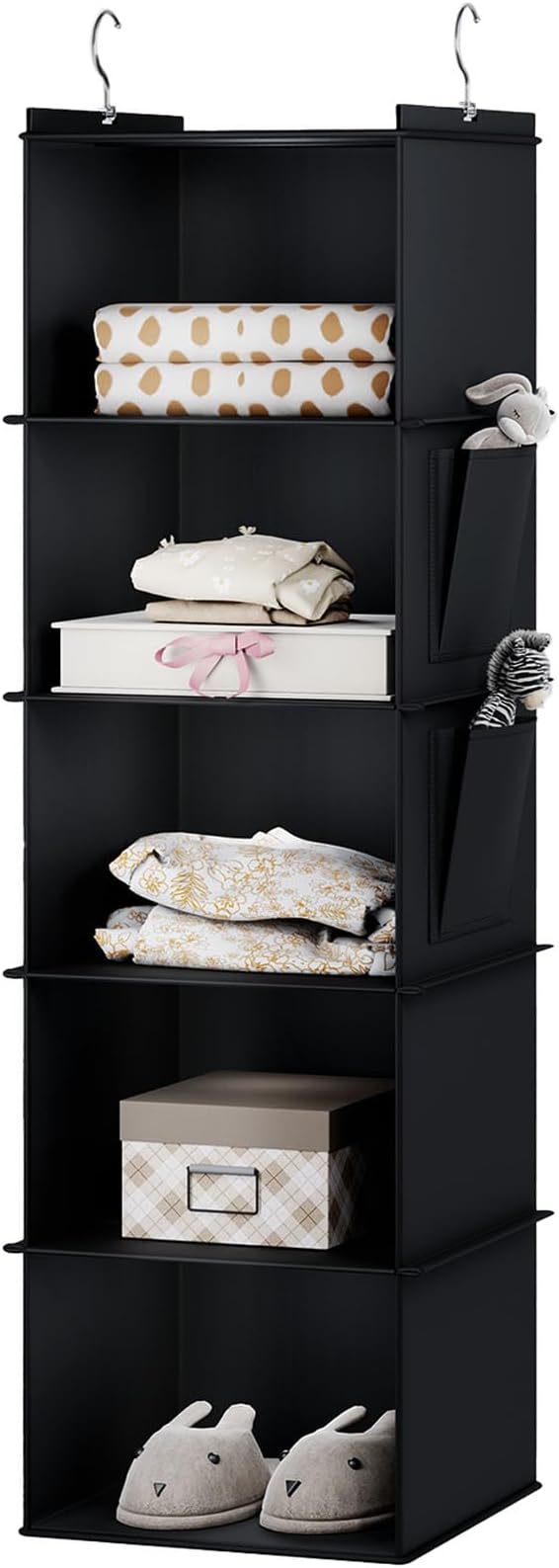 YOUDENOVA Hanging Closet Organizer, 5-Shelf Closet Hanging Storage Shelves, Black