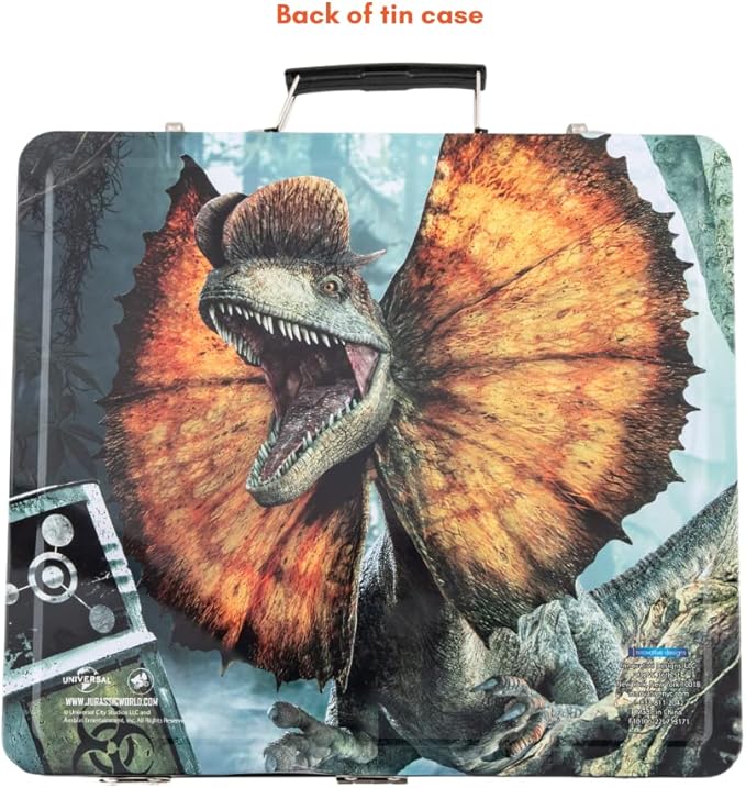 Innovative Designs Jurassic World Deluxe Activity Set for Kids with Carrying Tin, Coloring Sheets, Stickers, & Art Supplies, 500+ Pieces