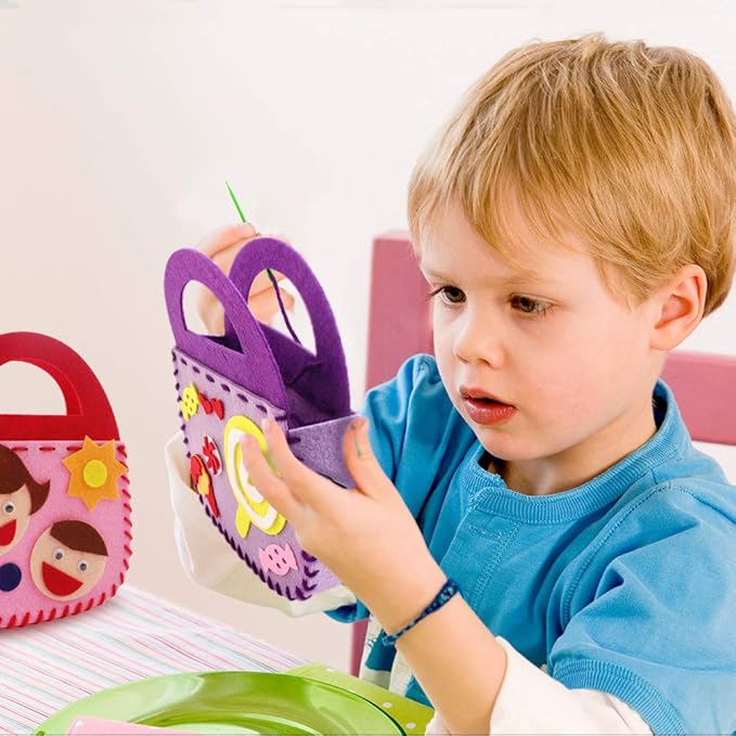 4 Pcs Toddler Arts and Crafts for Kids Ages 2 3 4 5 6 Years Old, Craft Kits for Sewing Sets, Preschool Educational Kids Toys Sewing Craft Kits for Kids DIY Art Craft Hand Play Set