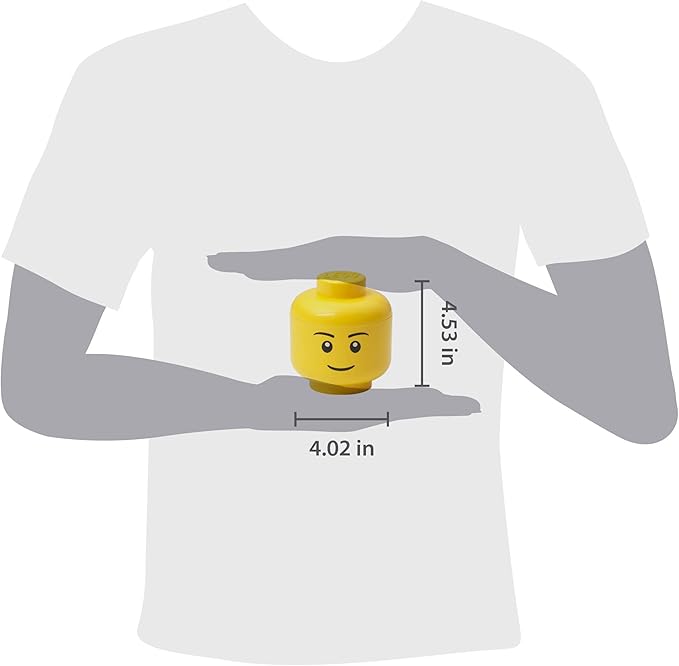 Room Copenhagen, Lego Storage Heads Stackable Storage Container - Buildable Organizational Bins for Kid’s Toys and Accessories - 4.02 x 4.02 x 4.53in - Mini, Boy, Holds 100 Bricks