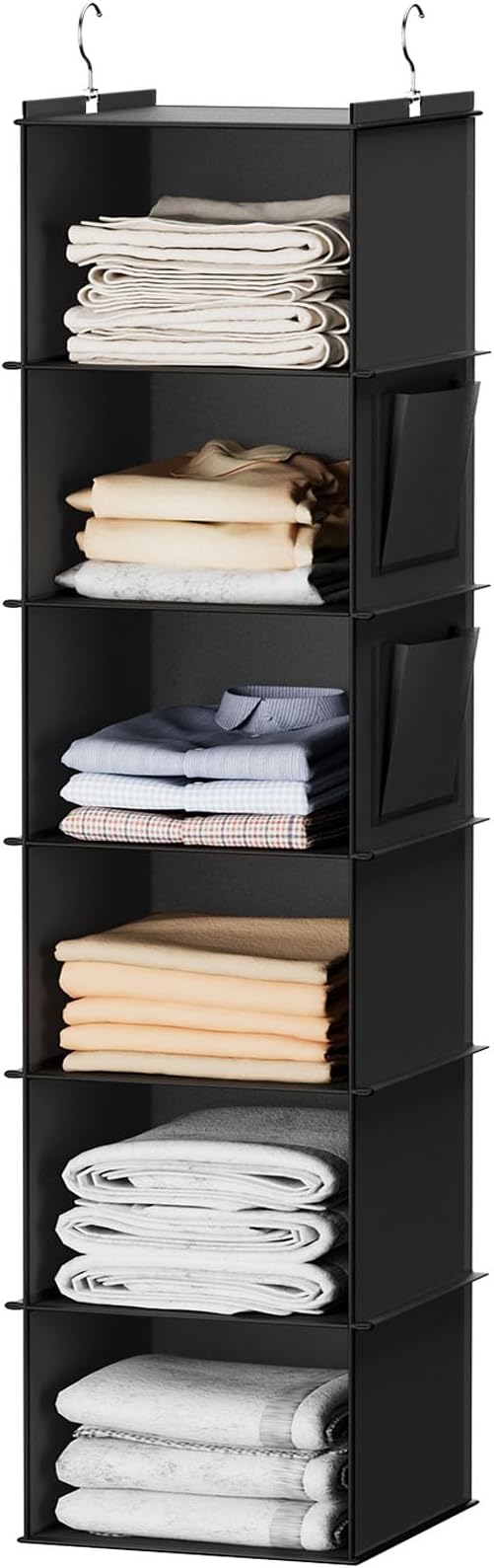 YOUDENOVA Hanging Closet Organizers and Storage, 6-Shelf Hanging Closet Shelves, Black | Storage