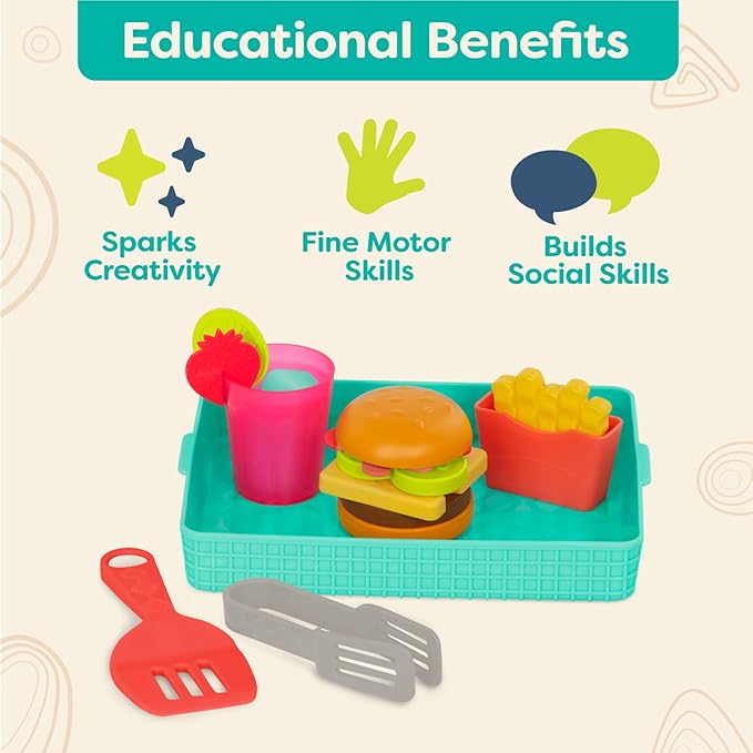 B. toys- Mini Chef - Build-a-Burger Playset- Pretend Play Wooden Burger Play Set – Play Food & Role-Play Accessories – Cooking Toys for Kids- 3 Years +