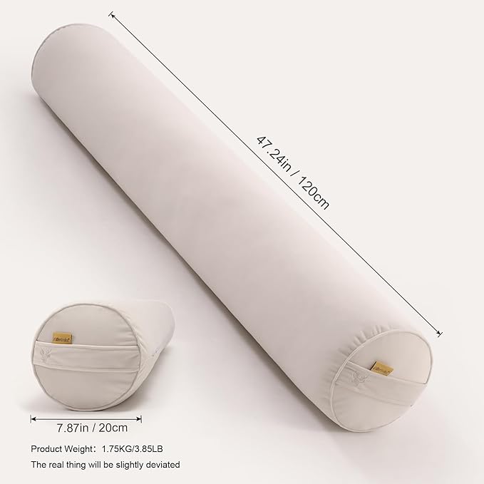 Body Pillow for Adults – Long Bolster Pillow for Bed, Round Cuddle Pillow, Full Support for Side Sleepers,47.24 x 7.87 Inches,Misty White