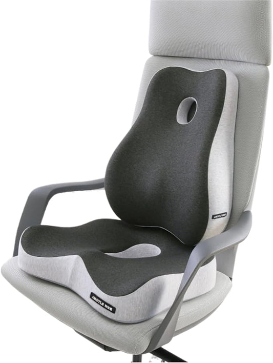Seat Cushion and Lumbar Support Pillow Set, Sciatica Relieving Coccyx Cushion,hemorrhoid Cushion,Chair Back Support,Ergonomic Cushion&Pillow, car Cushion,Office Chair Cushions for Back and Butt