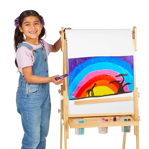 Colorations All in One Wooden Adjustable Easel and Roll