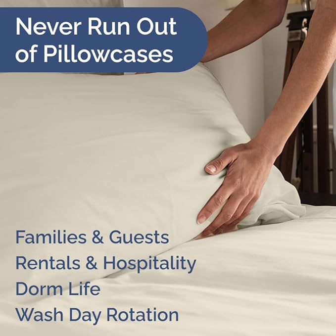 Queen Pillow Cases Set of 8 - Ultra Soft Hotel Quality Pillowcase Covers - Comfy & Wrinkle Free - Shrink, Stain and Fade Resistant - Easy-Care, Machine Washable Pillow Protectors - 8 Pcs Set - Wheat