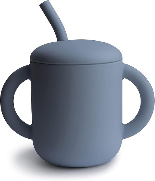 mushie 100% Silicone Training Cup & Straw for Toddlers | 6 Months+ (Tradewinds)