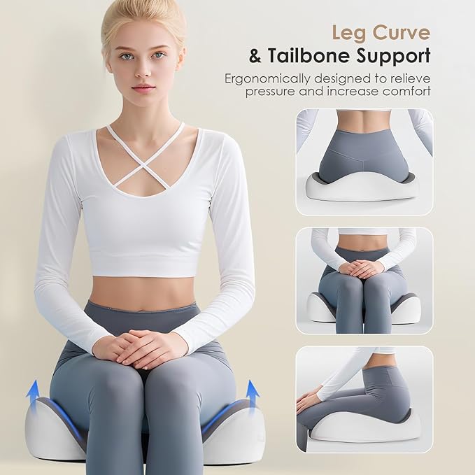 FLORICH Car Seat Cushion for Driving, Memory Foam Seat Cushion for Car Office Chair, Ergonomic Office Seat Chair Cushion for Sciatica Pain Relief, Larger Car Seat Cushion for Trunk - Gray