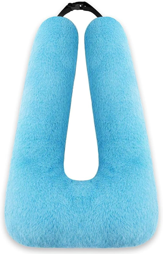 Travel Pillow, Car Pillow for Kids & Adults - Ergonomic Travel Pillows Sleeping Aid for Neck & Body Support, Car Travel Essentials Pillow on Road Trips-Gray (Blue)