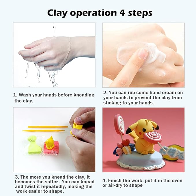 Hailimayo Modeling Clay Kit for Kids 50 Colors Air Dry Clay Polymer Creative DIY Soft Clay with Sculpting Tools, Reusable, Non-Sticky, Elastic, Best Gift for Boys & Girls