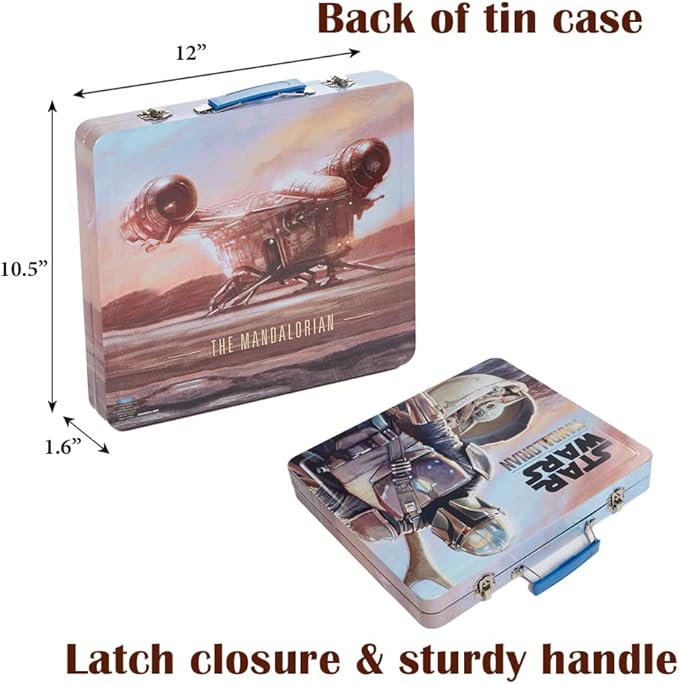 Innovative Designs Star Wars Mandalorian Baby Yoda Deluxe Activity Set for Kids with Carrying Tin, Coloring Sheets, Tattoos, Stickers, & Art Supplies, 500+ Pieces