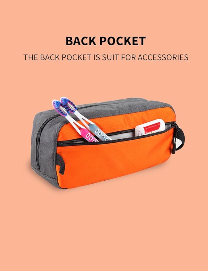 GOX Small Travel Toiletry Bag, Dopp Kit Case For Men, Multifunction Organizer Pouch (Orange/Grey)