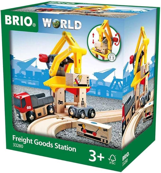 BRIO World - 33280 Freight Goods Station | Versatile Toy Train Set for Kids | Interactive Play | Sustainable Wood Construction | Ideal for Toddlers Aged 3 and Up