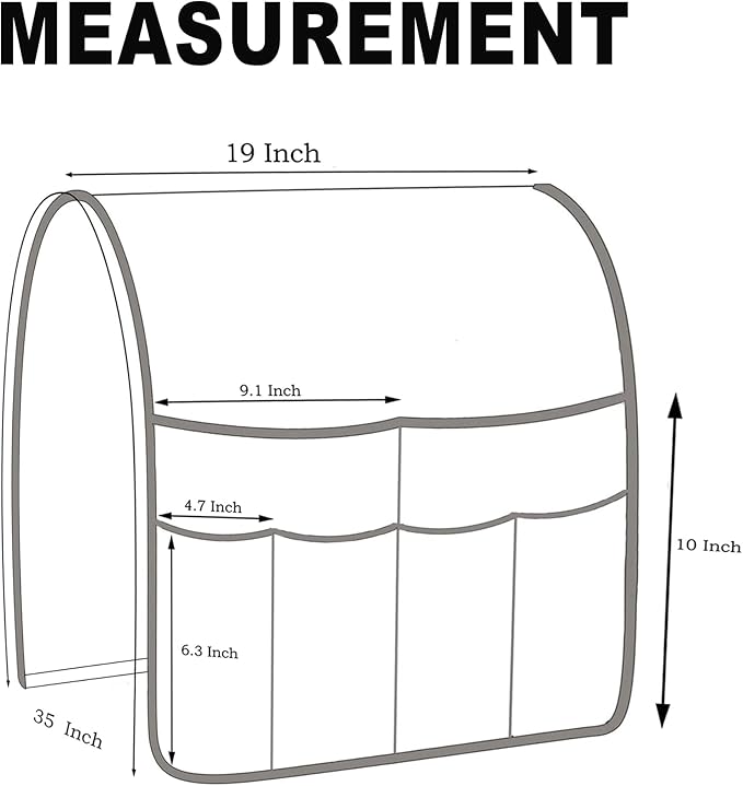 Remote Holder for Recliner Armchair & Couch, Non Slip Sofa Armrest Organizer Caddy with 6 Pockets Thick Linen Fabric Storage for Tablet, Phone, iPad, Magazine, 19x35 Inches, Natural
