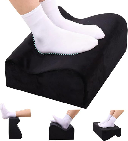 Foot Rest for Under Desk at Work, Ergonomic Under Desk Footrest with Washable Cover, Memory Foam Foot Stool for Office Chair & Gaming Chair, Back & Hip Pain Relief, Black