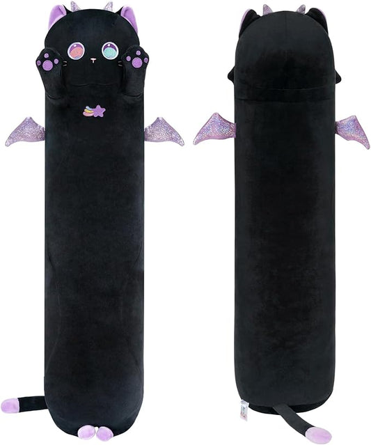 Mewaii Long Cat Plush Body Pillow, Cute Purple Big Eyes Cat Stuffed Animals Kawaii Plushies, Squishy Body Pillow Plush Toys for Kids Girls Boys (36 Inches)