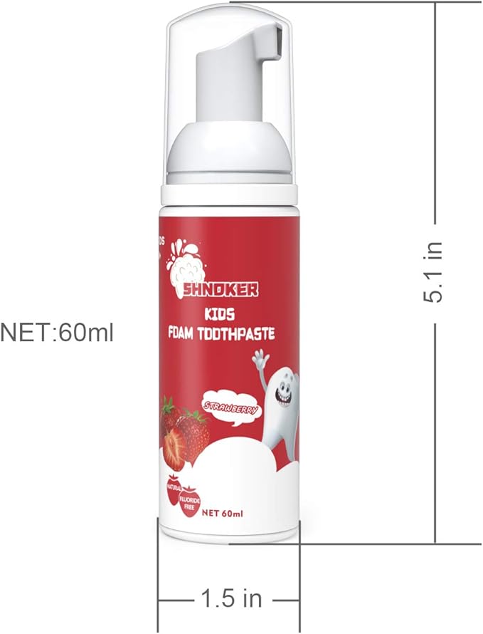Kids Foam Toothpaste with Strawberry Flavor, Fluoride Free Natural Formula, Foam Toothpaste for Electric Toothbrush(60ml)(1 Pack)