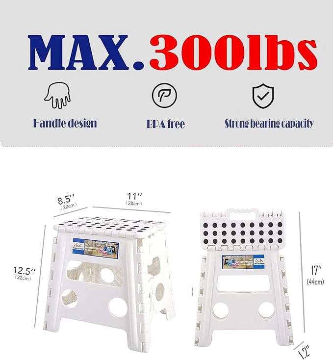 ACKO 10pack Folding Step Stool -13inch Height Premium Heavy Duty Foldable Foot Stool for Kids and Adults, Kitchen Garden Bathroom Stepping Stool White