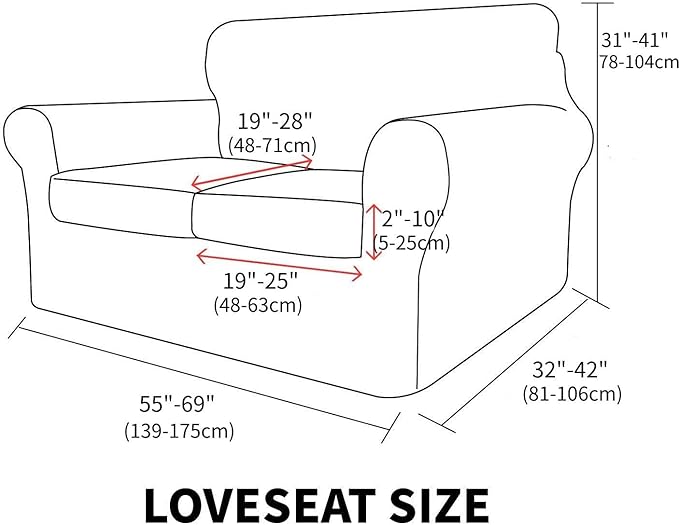 MAXIJIN 3 Piece Jacquard Couch Covers for 2 Cushion Couch Stretch Non Slip Love Seat Couch Cover for Dogs Pet Friendly Elastic Furniture Protector Loveseat Slipcovers (Loveseat, Khaki)