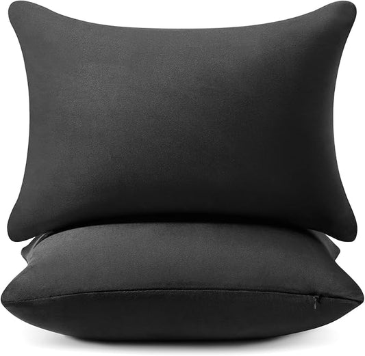 AM AEROMAX 12 × 20 Pillow Insert (Pack of 2) Memory Foam Lumbar Support Throw Pillow Sham Rectangular for Decorative Cushion Bed Couch Sofa Without Deform After Longtime Use(Black)