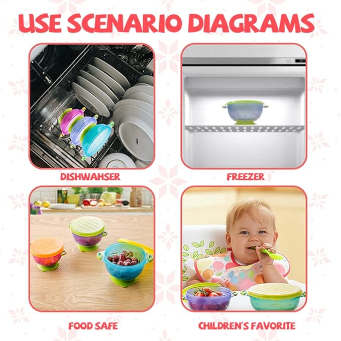 RyanLemon Baby Feeding Set, Baby Flatware Sets, Silicone Baby Led Weaning Set, Suction Plate and Bowl, Pocket Bib, Spoon Fork, Toddler Flatware Set for Babies 6 Months+, Dark pink