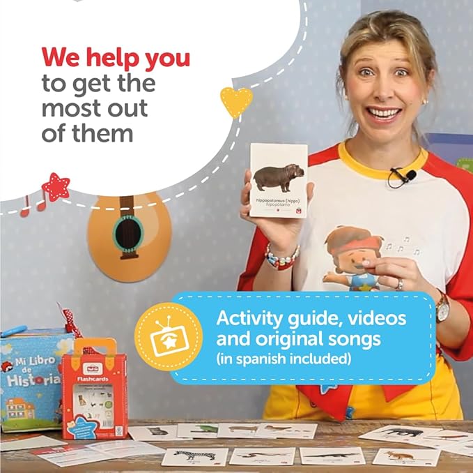 Tool-be Animal Cards. 18 Real Photos of Wild Animals. Spanish-English Flash Cards for Babies 6-12 Months, Montessori Toys for 1+ Year Old, Baby Flash Cards 12 to 18 Months, up to 6Y