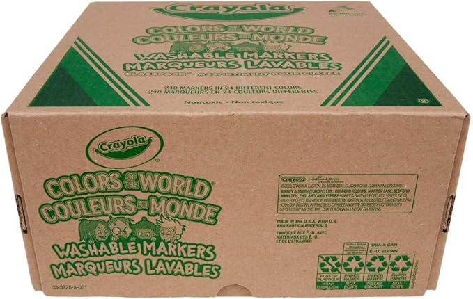 Crayola Colors Of The World Classpack (240 Ct), Bulk Skin Tone Washable Markers, School Supplies For Teachers, Individual Marker Boxes