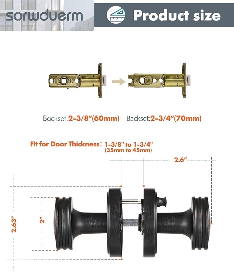 1 Pack Oil Rubbed Bronze Door Knob Interior Privacy Door Knobs Antique Door Knobs for Bedroom and Bathroom Zinc Alloy