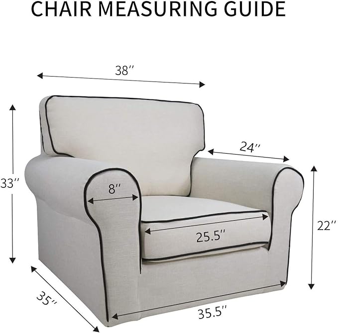 PureFit Reversible Quilted Sofa Cover, Water Resistant Slipcover Furniture Protector, Washable Couch Cover with Non Slip and Elastic Straps for Kids, Dogs, Pets (Chair, Navy/Ivory)