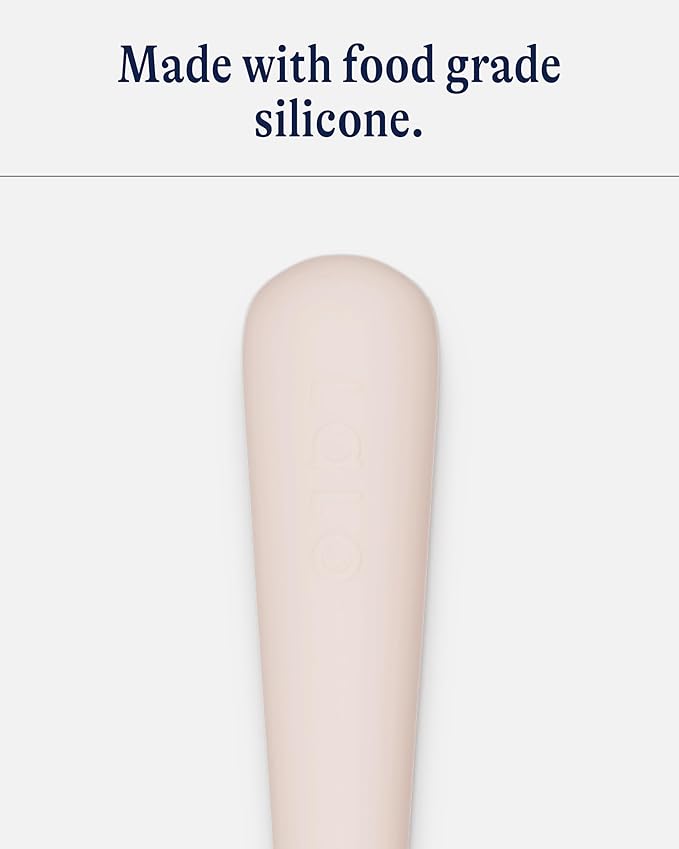 Lalo Little Spoon Set - 2 Piece Baby Spoons Set for Infants & Babies - Made From Food Grade Silicone Dishwasher Safe - Baby Feeding Essentials for Early Stage Mealtime - Grapefruit