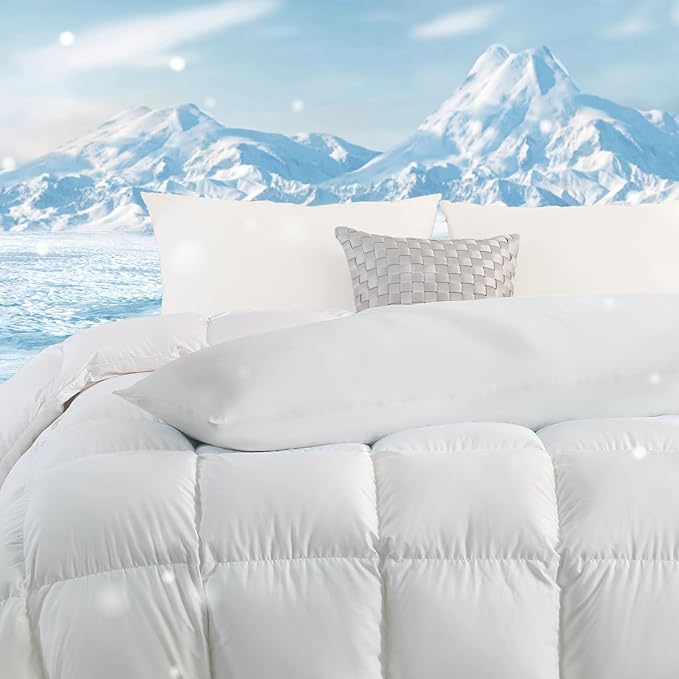 DOWNCOOL Large Body Pillow Insert with Cooling Cover - Soft Long Bed Pillow for Summer - Breathable Full Body Pillow for Adults - 20x54 inch (White, with Cover)