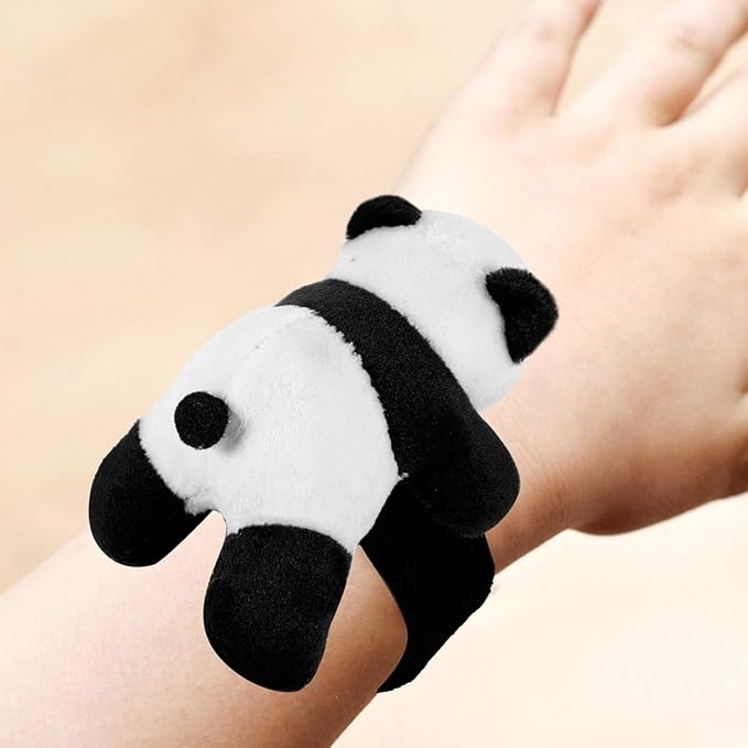 Abaodam Animal Slap Bracelet Panda Slap Bracelet Plush Panda Stuffed Animal Hugger Snap Wrist Band for Kids Birthday Party