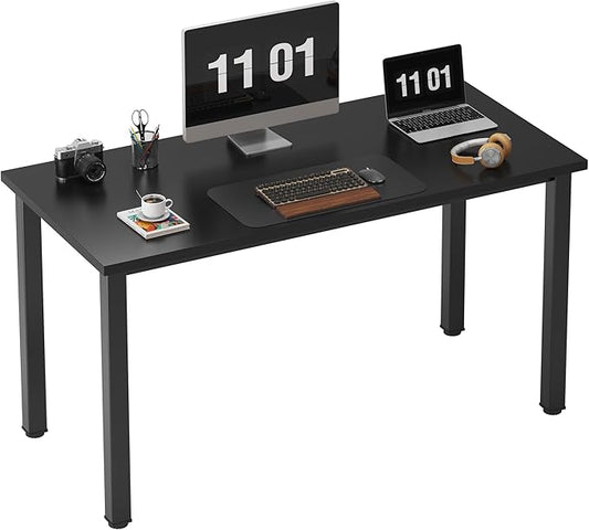 Need Computer Desk, 47 inch Home Office Desk, Modern Simple Style Home Office Gaming Desk, Basic Writing Table for Study Student, Black Metal Frame, Black