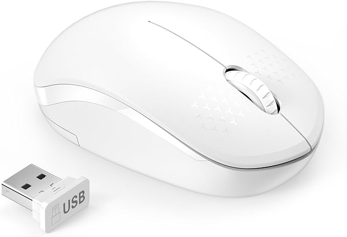 seenda Wireless Mouse, 2.4G Noiseless Computer Mice with USB Receiver Portable Computer Mouse for PC, Tablet, Laptop - Pure White