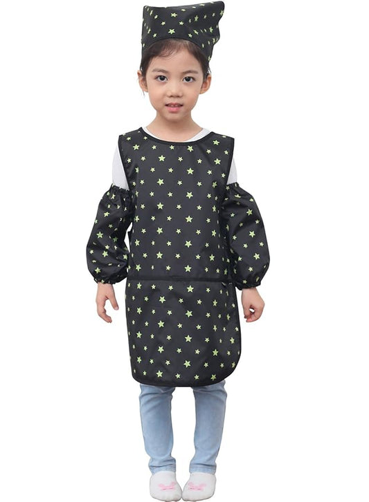 Children Waterproof Artist Painting Aprons or Art Smock 3PCS Set Lime Star (08-S)