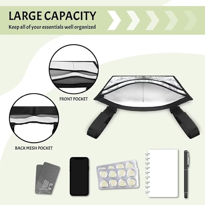 ZOUTAIRONG Marble Cross Wheelchair Bag Side Arm Bag Walker Accessories Armrest Organizer Storage Pouches Walker Bag for Electric Wheel Chair Walkers Adults, Seniors