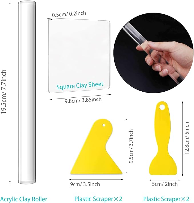 35 PCS Polymer Clay Cutters Set, Clay Roller, Clay Slicer Blade Clay Cutter Blade, Acrylic Sheet, Slicing Tools with Clay DIY Tool for Clay DIY, Sculpting Modelling