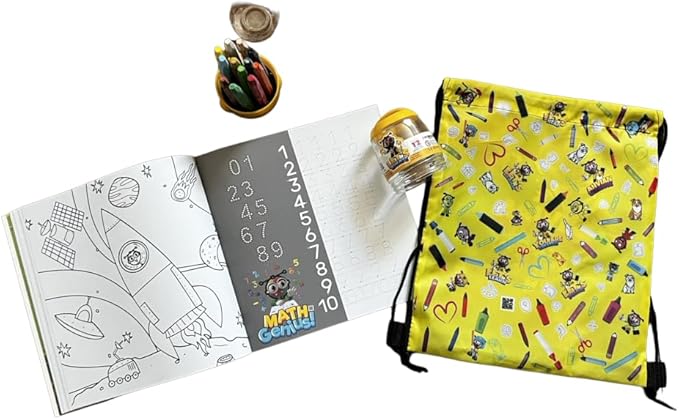 Learning Activity Bundle: Coloring Activity Book (AhvianTheCreative Draw, Cut, Learn & Create) + Color Pastel Crayons with Case (Non-Toxic, Washable, Sticks) + Drawstring Tote Bag