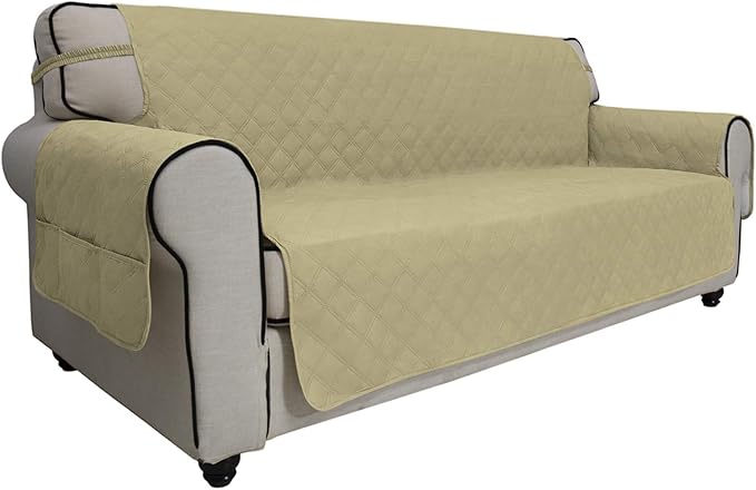 Easy-Going Sofa Slipcover Oversized Sofa Cover Waterproof Couch Cover Furniture Protector Cover Pets Covers Washable Non-Slip Fabric Pets Kids Children Dog Cat (Oversized Sofa, Sand)