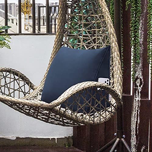 Bed Wedge Pillow for Headboard Small Bolster Pillow Reading Pillows for Sitting Up in Bed Adult, Triangular Backrest Cushion Book Pillows for Daybed Couch Support Upholstered Darkblue