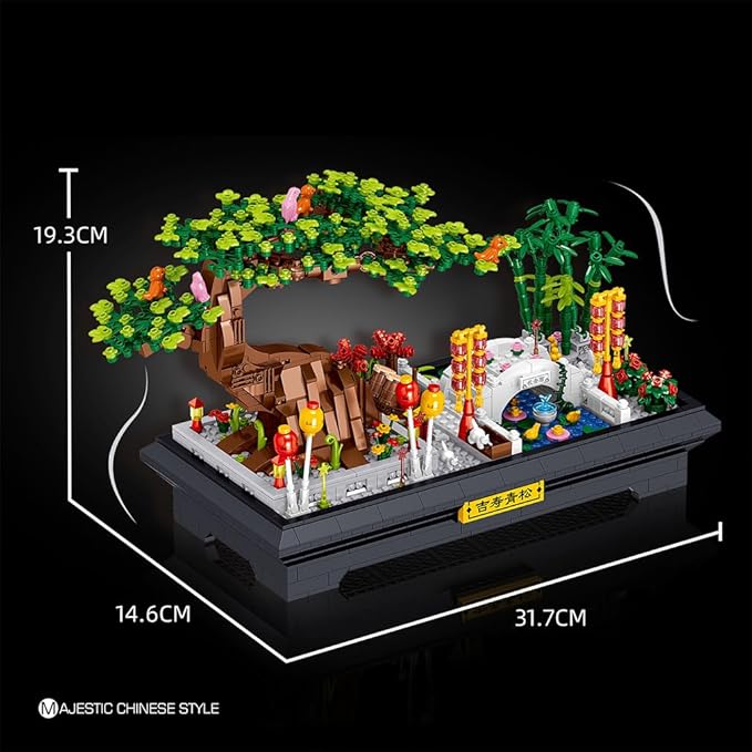 Bonsai Tree Building Sets,Oriental Style Bonsai Architectural Building Kits for Adults,Bonsai Tree Building Blocks Set for Kids 6+,Ideal Gift for Home Décor or Office Art(1286pcs)