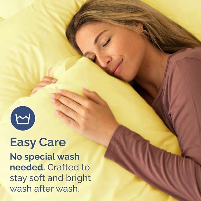 Queen Pillow Cases Set of 4 - Ultra Soft Hotel Quality Pillowcase Covers - Comfy, Cozy & Wrinkle Free - Shrinkage, Stain and Fade Resistant - Machine Washable Pillow Protectors - 4 Piece Set - Yellow