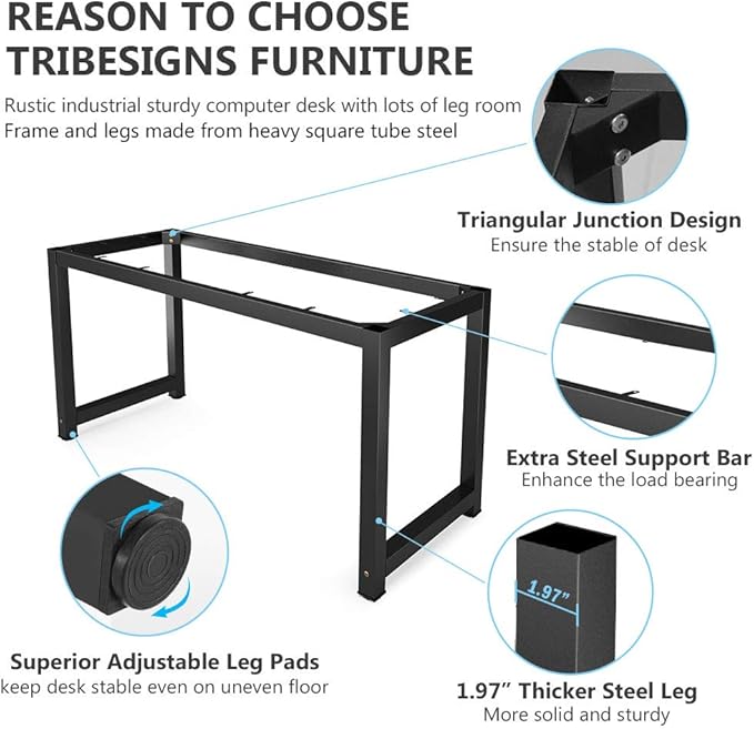 Tribesigns Modern Simple Computer Desk, 47 inch Vintage Office Desk Computer Table, Study Writing Study Desk Workstation for Home Office, Rustic Brown