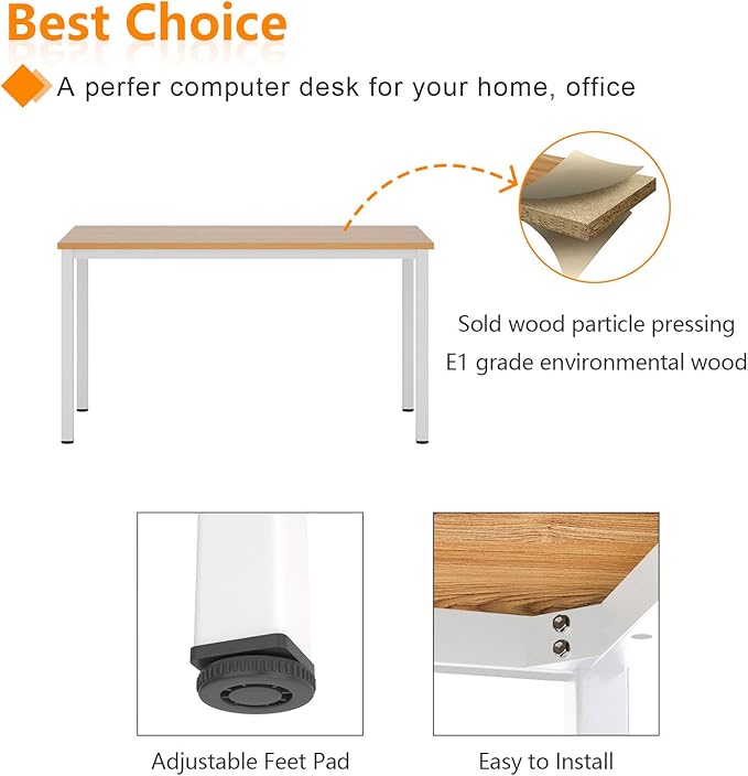 Need Computer Desk 39.4 inches Computer Table Writing Desk Workstation Office Desk, Teak White