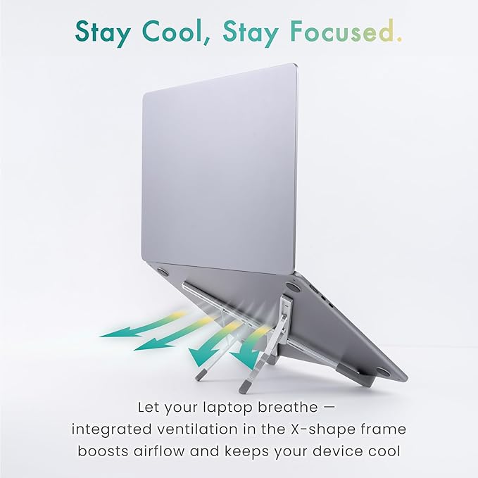 BELLEMOND Laptop Stand | Foldable & Adjustable Aluminum Riser | Ventilated X-Frame Japanese Design | Fits MacBook Pro/Air, Dell, HP, Lenovo & 10–17.3” Laptops | Portable & Lightweight | Midnight Black