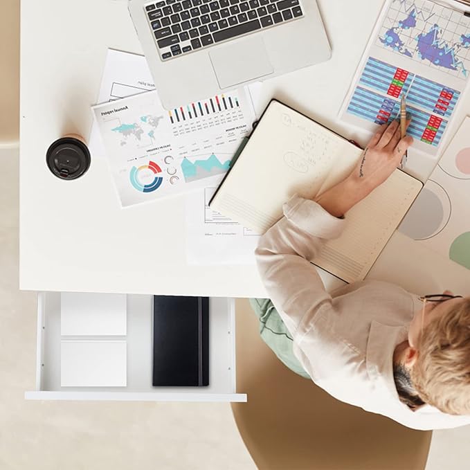Under Desk Drawer 18", Pull-out Storage Organizer with Tall Brackets Mounted Under Wooden Table with a Max 2" Crossbar, White_Tall Version