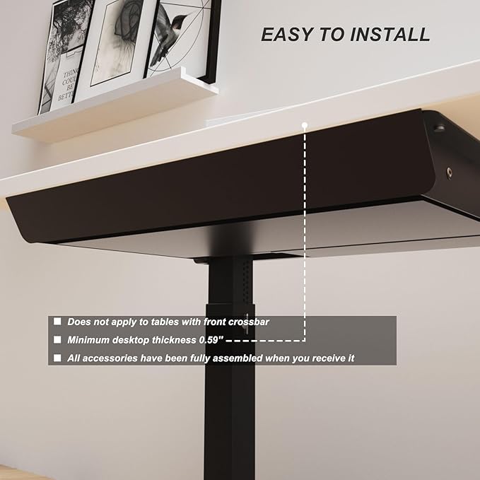 Large Under Desk Mounted Sliding Drawer with Bamboo Tray and 60 Degree Tilt Panel to Pull Out, 26'' Long & 13'' deep Large Storage Organizer for Sit Stand Workstation