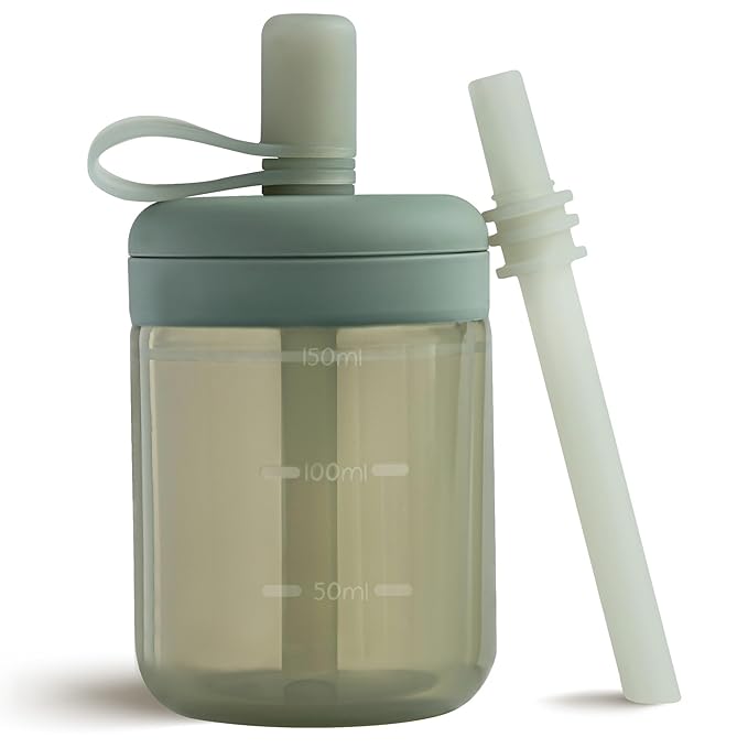 Moonkie Baby Straw cup | Silicone Toddler Sippy Cup Training Cup with Straw Lid | BPA-Free Drop-Proof Baby Cup | Baby Led Weaning | 6 Months+, 5 oz, 1pack