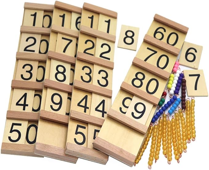 Kghios Montessori Math Toys Material for Toddlers Seguin Boards with Beads Home Edition,Montessori Seguin Boards & Beads
