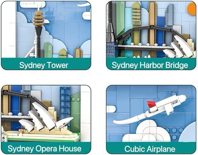 TUTU&LELE Postcard Sydney, 3D Wall Art Craft Kit, Wall Art Architecture Skyline Model Kit, Office Home Décor, Architecture Building Blocks for Adults and Kids (707Pieces)